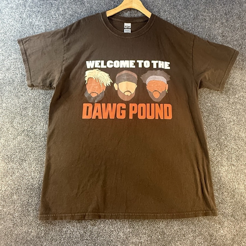 Cleveland Browns Dawg Pound T Shirt Mens Large Brown Graphic NFL Fan Cotton Tee